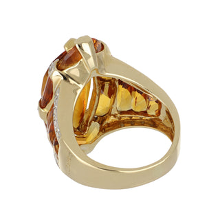 Estate Bellari 18K Gold Marquise Citrine Ring with Diamonds