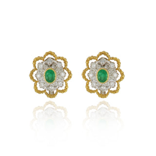 Buccellati Two-Tone 18K Gold Emeralds with Diamonds Suite