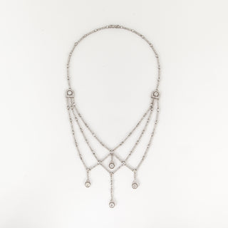Art Deco Platinum Diamond Bib Necklace
