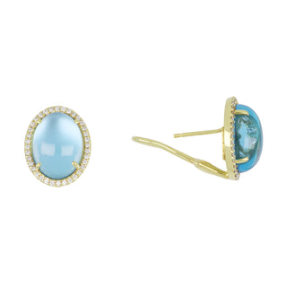 Mazza 14K Gold Blue Topaz Earrings with Diamonds