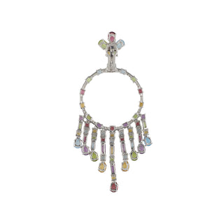 Estate 18K White Gold Multi Gemstone Chandelier Earrings with Diamonds