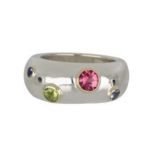 Estate Tiffany & Co. Sterling Silver Mulri Gemstone Dome Ring
