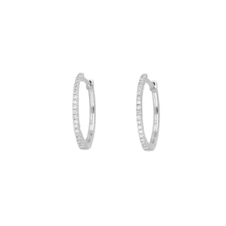 18K White Gold Diamond Inside/Out Oval Hoop Earrings