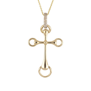Vincent Peach 14K Gold Diamond Cross Pendant