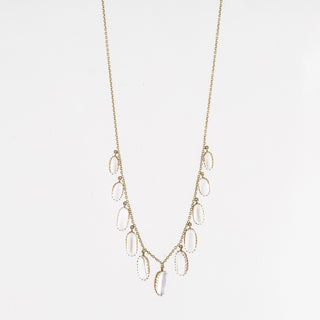 Yellow 15K Gold Moonstones Fringe Necklace