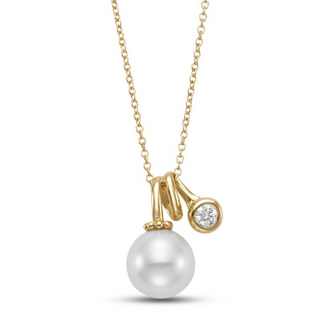 Mastoloni 14K Gold Pearl Pendant Necklace with Diamond