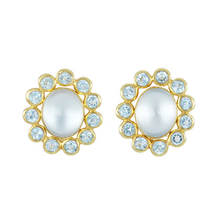 Mazza 14K Gold Mother Of Pearl Earrings with Blue Topaz