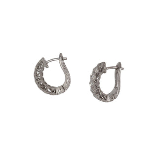14K White Gold Diamond Huggie Earrings
