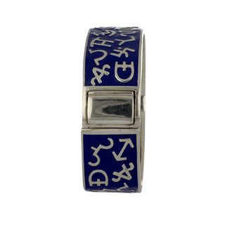 Vincent Peach Sterling Silver Blue Enamel Ranch Brand Bangle Bracelet