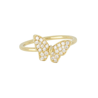 18K Gold Diamond Butterfly Ring