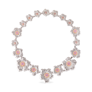 Buccellati Sterling Silver Gardenia Collar Necklace with Pink Sapphires