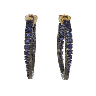 Sterling Silver Kyanite Hoop Earrings