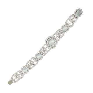 Mid-Century Cabochon Aquamarine & Diamond Bracelet