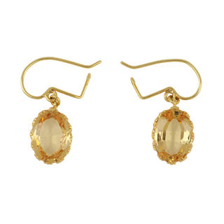 Victorian 18K Gold Yellow Topaz Earwire Earrings