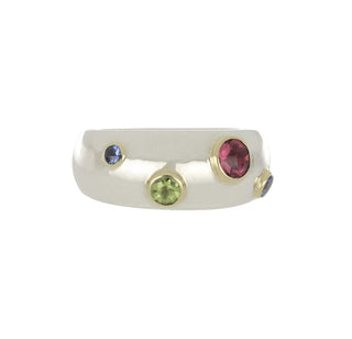 Estate Tiffany & Co. Sterling Silver Multi Gemstone Dome Ring