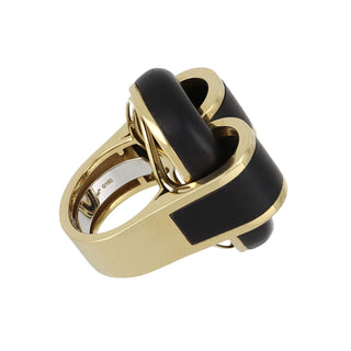 David Webb 18K Gold Ebony Wood Buckle Ring