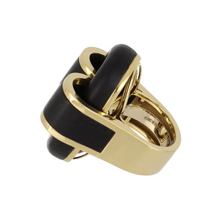 David Webb 18K Gold Ebony Wood Buckle Ring