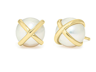L. Klein 18K Gold Pearl Celeste Stud Earrings
