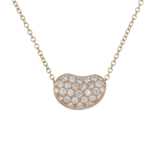 Estate Tiffany & Co. Elsa Peretti 18K Gold Diamond Bean Necklace