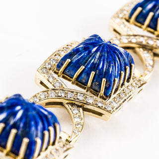 Estate Birks Lapis & Diamond Link Bracelet