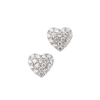 Lisa Nik 18K White Gold Diamond Heart Stud Earrings