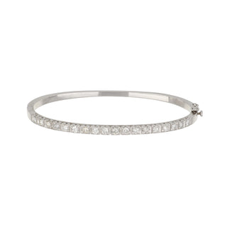 Vintage 1990s 18K White Gold Diamond Bangle Bracelet