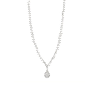 1970s Platinum Graduated Pear Shape Diamond Necklace