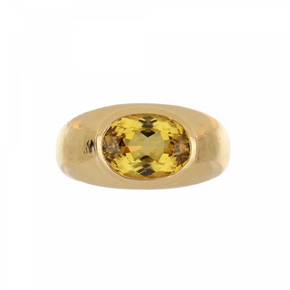 Estate Elizabeth Locke 18K Gold Citrine Flush Set Ring