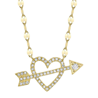 Shy Creation 14K Gold Diamond Heart & Arrow Pendant Necklace