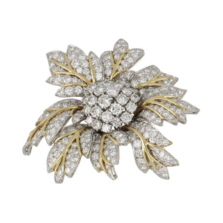 Estate Platinum and 18K Gold Diamond Flower Cocktail Ring