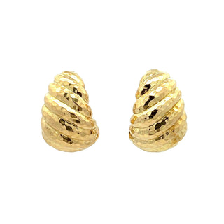 Vintage David Webb 18K Gold Ribbed Clip Earrings