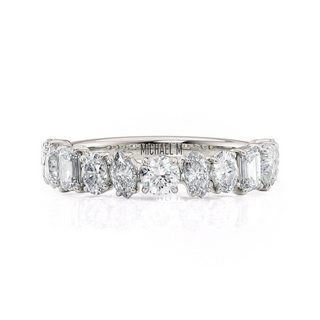 Michael M 18K White Gold Various Shapes Cut Diamond Half Band