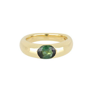 Vintage 1980s 18K Gold Green Tourmaline Ring