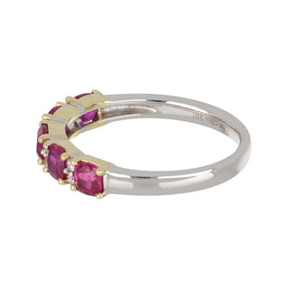 Tenenbaum Collection Two-Tone 18K Gold Rubies Cluster/Halo Ring with Diamonds