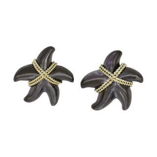 Mazza 14K Gold Black Mother Of Pearl Starfish Earrings