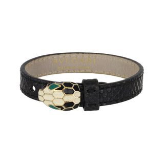 Estate Bulgari 18K Gold Serpenti Forever Leather Bracelet