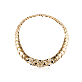 Estate Van Cleef & Arpels Onyx & Diamond Choker Necklace