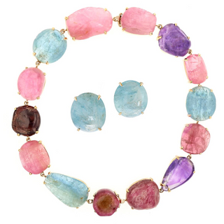 Seaman Schepps 14K Gold Gemstone Pebble Jewelry Suite