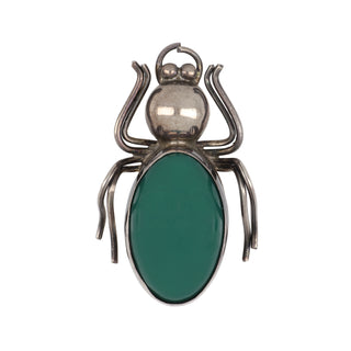 1950s Sterling Silver Chalcedony Spider Pin