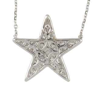18K White Gold Large Diamond Star Necklace