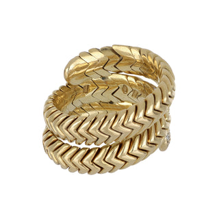 Vintage 1990 Bulgari 18K Gold Diamond Ring