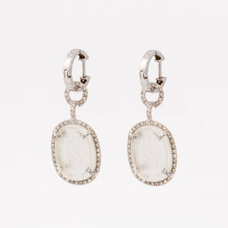 Estate 14K White Gold Venetian Glass Earrings