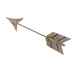 Edwardian Two-Tone Sapphire & Diamond Arrow Jabot Pin