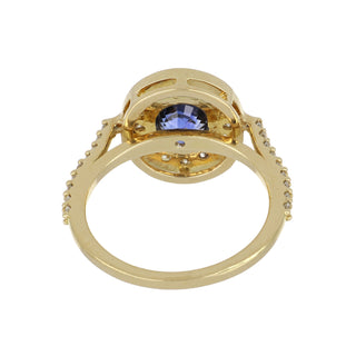 Tenenbaum 18K Gold Bezel-Set Sapphire Ring with Diamonds