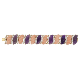 Vintage/Estate 18K Gold Coral Link Bracelet with Amethyst