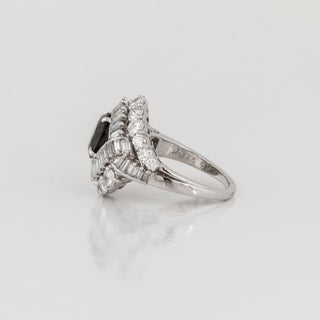Estate Platinum Tourmaline and Diamond Ring