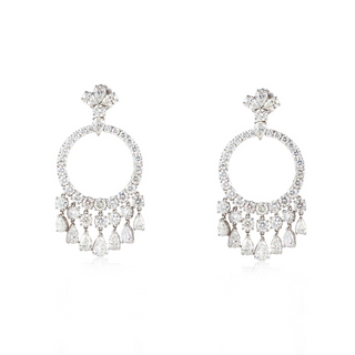 Estate 18K White Gold Diamond Circular Tassel Earrings