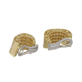 Estate Roberto Coin 18K Yellow and White Gold Diamond Clip Earrings