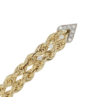 Vintage 14K Diamond Buckle Double Rope Chain Bracelet