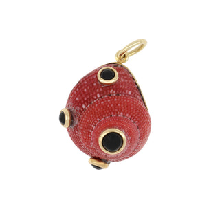 Mazza 14K Gold Red Shell Pendant with Onyx